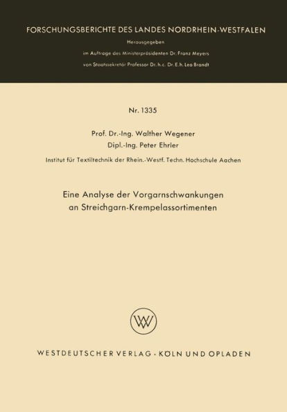 Eine Analyse der Vorgarnschwankungen an Streichgarn-Krempelassortimenten