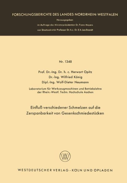 Einfluß verschiedener Schmelzen auf die Zerspanbarkeit von Gesenkschmiedestücken