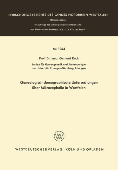 Genealogisch-demographische Untersuchungen über Mikrocephalie in Westfalen