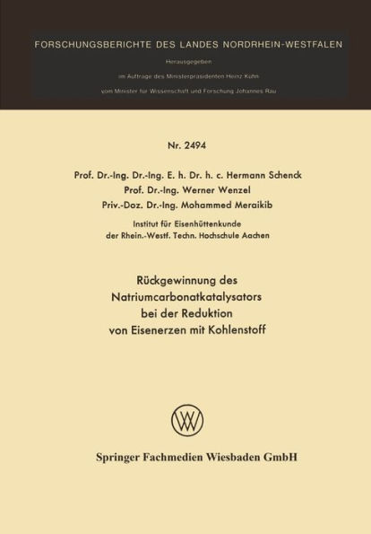 Rï¿½ckgewinnung des Natriumcarbonatkatalysators bei der Reduktion von Eisenerzen mit Kohlenstoff