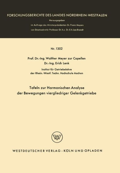 Tafeln zur Harmonischen Analyse der Bewegungen viergliedriger Gelenkgetriebe