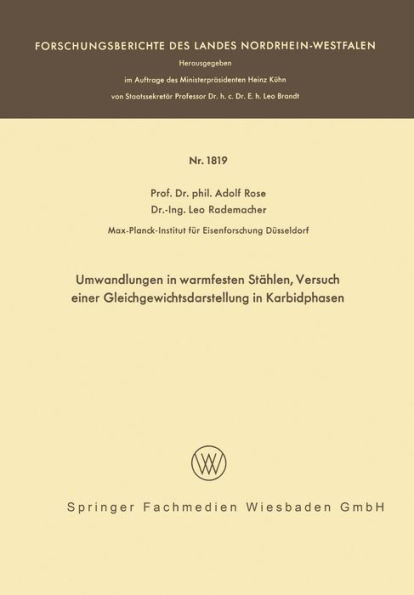 Umwandlungen in warmfesten Stählen, Versuch einer Gleichgewichtsdarstellung der Karbidphasen