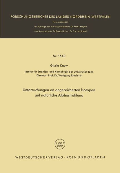 Untersuchungen an angereicherten Isotopen auf natï¿½rliche Alphastrahlung