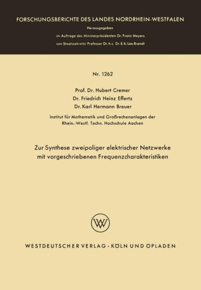 Zur Synthese zweipoliger elektrischer Netzwerke mit vorgeschriebenen Frequenzcharakteristiken