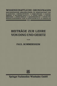 Title: Beiträge zur Lehre von Ding und Gesetz, Author: Paul Bommersheim