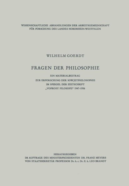 "Fragen der Philosophie": Ein Materialbeitrag zur Erforschung der Sowjetphilosophie im Spiegel der Zeitschrift "Voprosy Filosofii" 1947-1956