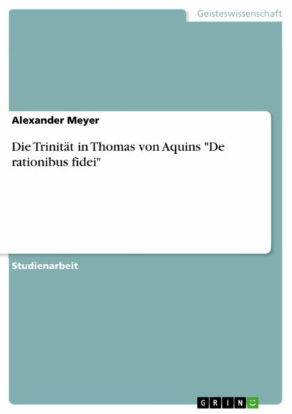 Die Trinität in Thomas von Aquins 'De rationibus fidei'