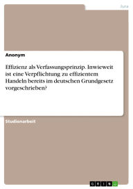 Title: Effizienz als Verfassungsprinzip. Inwieweit ist eine Verpflichtung zu effizientem Handeln bereits im deutschen Grundgesetz vorgeschrieben?, Author: GRIN Verlag