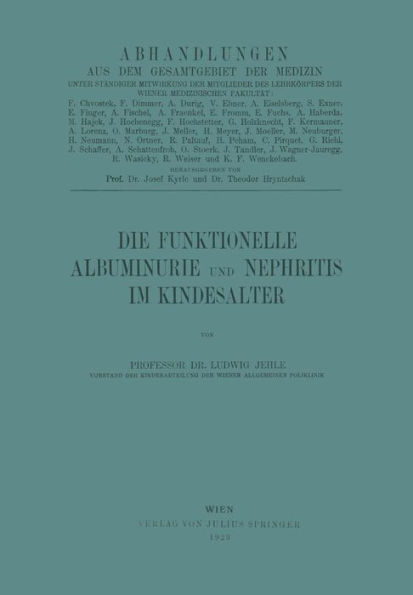 Die Funktionelle Albuminurie und Nephritis im Kindesalter