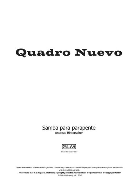 Samba para Parapente: sheet music for piano