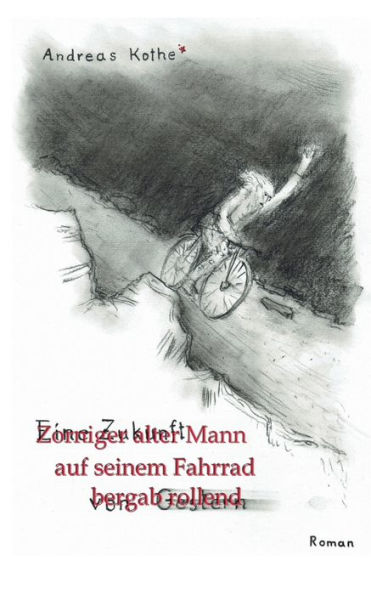 Zorniger alter Mann auf seinem Fahrrad bergab rollend: Eine Zukunft von gestern