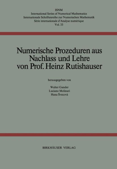 Numerische Prozeduren: Aus Nachlass und Lehre