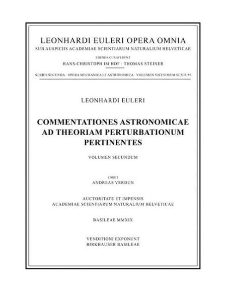 Commentationes astronomicae ad theoriam perturbationum pertinentes 2nd part