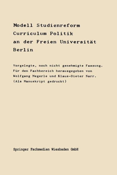 Modell Studienreform: Curriculum Politische Wissenschaft an der Freien Universität Berlin