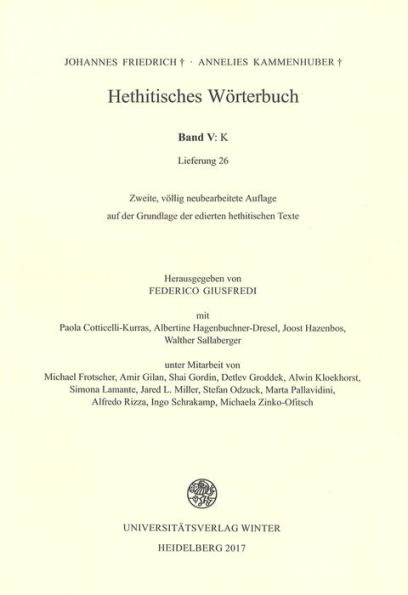 Hethitisches Worterbuch Band V: K (Lieferung 26)