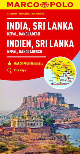 India, Sri Lanka, Nepal, Bangladesh Marco Polo Map