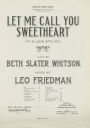 Let Me Call You Sweatheart (I'm In Love With You): as performed by Bette Midler and many other artists, Single Songbook