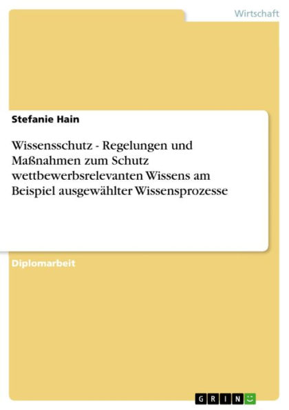 Wissensschutz - Regelungen und Maßnahmen zum Schutz wettbewerbsrelevanten Wissens am Beispiel ausgewählter Wissensprozesse