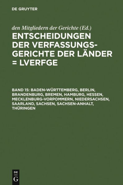 Baden-Württemberg, Berlin, Brandenburg, Bremen, Hamburg, Hessen, Mecklenburg-Vorpommern, Niedersachsen, Saarland, Sachsen, Sachsen-Anhalt, Thüringen: 1.1. bis 31.12.2004 / Edition 1