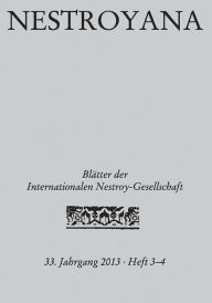 Title: Nestroyana: 33. Jahrgang 2013 - Heft 3/4, Author: Internationale Nestroy-Gesellschaft