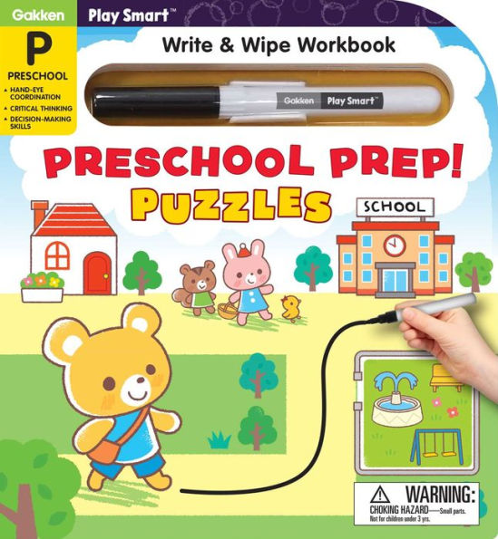 Play Smart Preschool Prep! Puzzles Ages 2-4: At-home Write & Wipe Workbook with Erasable Pen