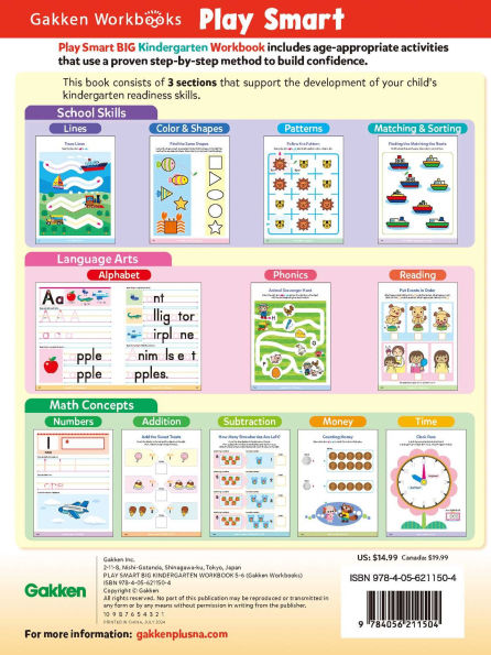 Play Smart Big Kindergarten Workbook: 240Pages, Ages 5 to 6