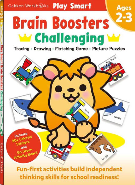 Play Smart Brain Boosters: Challenging - Age 2-3: Pre-K Activity Workbook : Boost independent thinking skills: Tracing, Coloring, Shapes, Cutting, Drawing, Mazes, Picture Puzzles, Counting; Go-Green Activity-Board