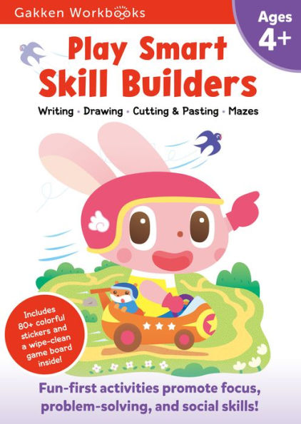 Play Smart Skill Builders Age 4+: Pre-K Activity Workbook with Stickers for Toddlers Ages 4, 5, 6: Build Focus and Pen-control Skills: Tracing, Mazes, Counting(Full Color Pages)