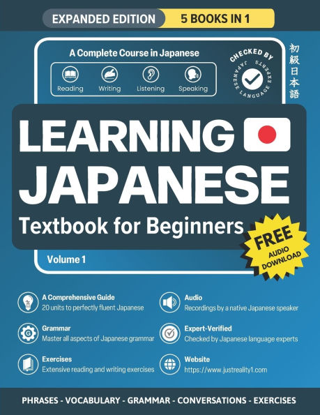 Learning Japanese Textbook for Beginners: 5 Books in 1: History, Culture, Grammar, Vocabulary, Phrases and Exercises - Learn Japanese for Adult Beginners and Students