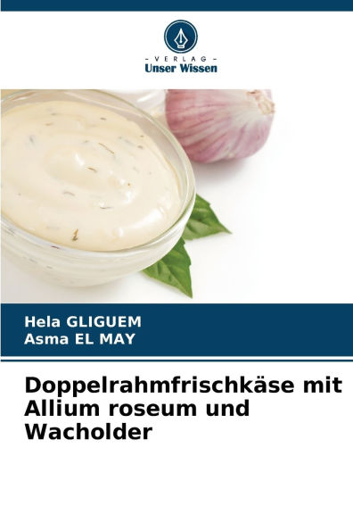 DoppelrahmfrischkÃ¯Â¿Â½se mit Allium roseum und Wacholder