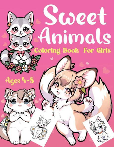 Sweet Animals Coloring Book For Girls