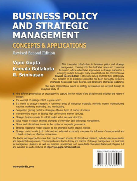 BUSINESS POLICY AND STRATEGIC MANAGEMENT: CONCEPTS AND APPLICATIONS