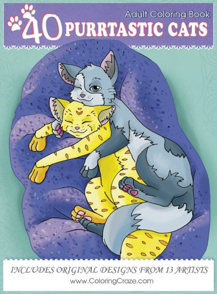 Adult Coloring Book: 40 Purrtastic Cats