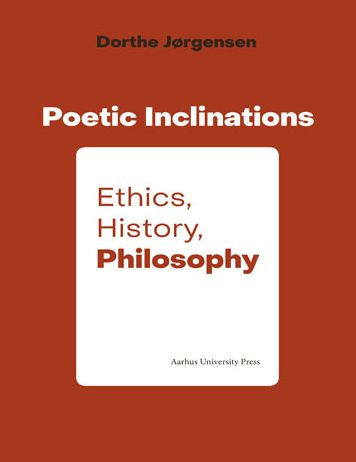 Poetic Inclination: Ethics, History, Philosophy