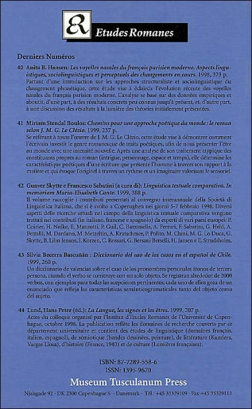 Le passif: Actes du colloque international, Institut d'Etudes Romanes, Université de Copenhague, du 5 au 7 mars 1998 (Etudes Romanes Series #45)