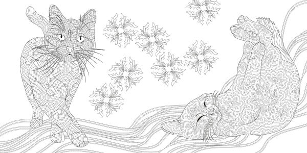 Relaxing Cats Coloring Book