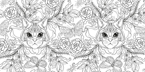 Relaxing Cats Coloring Book