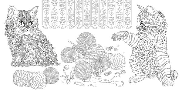 Relaxing Cats Coloring Book