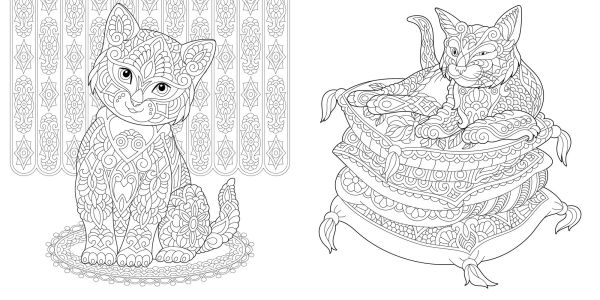 Relaxing Cats Coloring Book