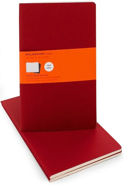 Moleskine Cahier Journal (Set of 3), Large, Ruled, Cranberry Red, Soft Cover (5 x 8.25)