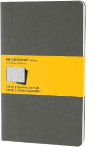 Title: Moleskine Cahier Journal (Set of 3), Large, Squared, Pebble Grey, Soft Cover (5 x 8.25)