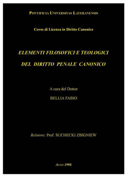 Elementi filosofici e teologici del diritto penale canonico