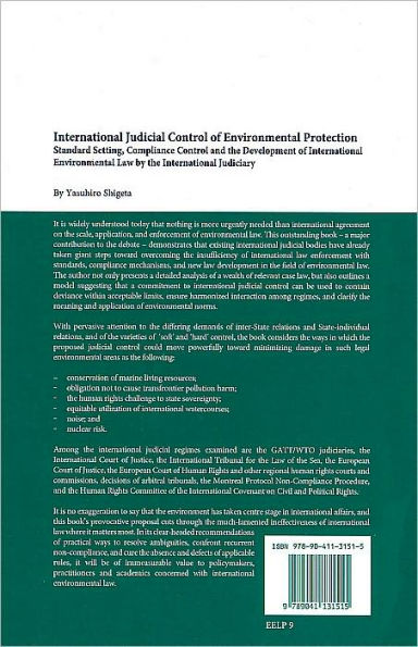 International Judicial Control of Environmental Protection: Standard Setting, Compliance Control and the Development of International Environmental Law by the International Judiciary