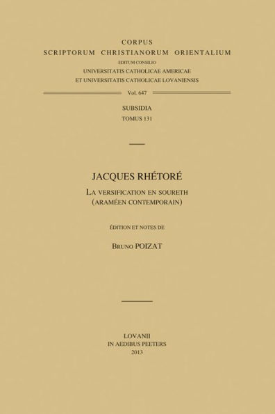 Jacques Rhetore: La versification en Soureth (Arameen contemporain)