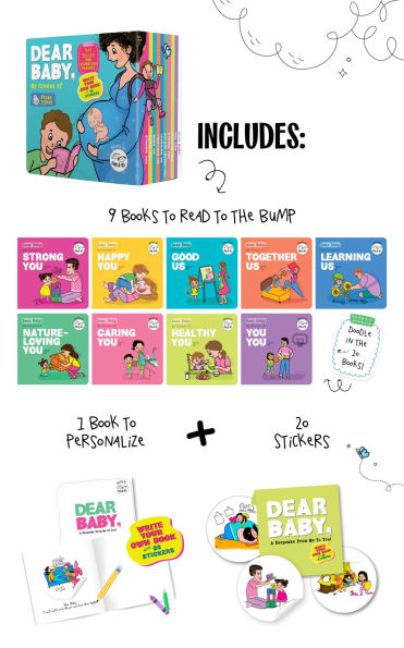 DEAR BABY, MY DREAMS OF: Keepsake Box Set for New & Expecting Parents 9 Books to Read to Bump + 1 DIY First Book to Baby + Stickers Memories Keeper, Gift for New Mom, Pregnancy, Baby Shower
