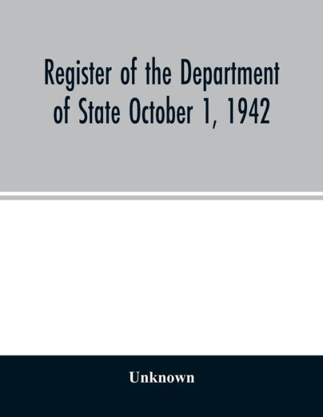 Register of the Department of State October 1, 1942