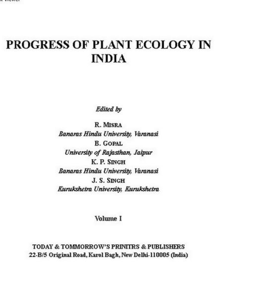 Progress of Plant Ecology in India