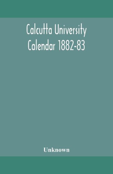 Calcutta University Calendar 1882-83