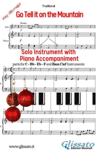 Go Tell it on the Mountain (in Bb) for solo instrument w/ piano: easy accompaniment