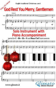 Title: God Rest Ye Merry, Gentlemen (in Gm) for solo instrument w/ piano: easy accompaniment, Author: English traditional